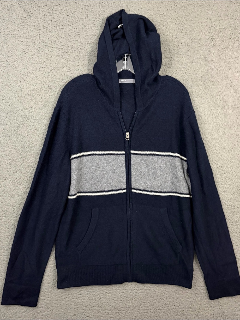 Vince 100% Cashmere Sweater Hoodie Full Zip Mens Large